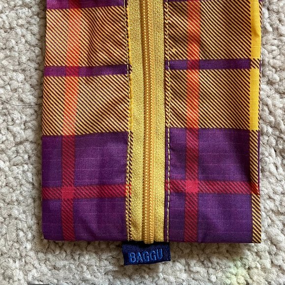 Rare BAGGU *Yellow Tartan Plaid* 3D Pouch, Small Size, Machine Washable, NWOT - Picture 9 of 9